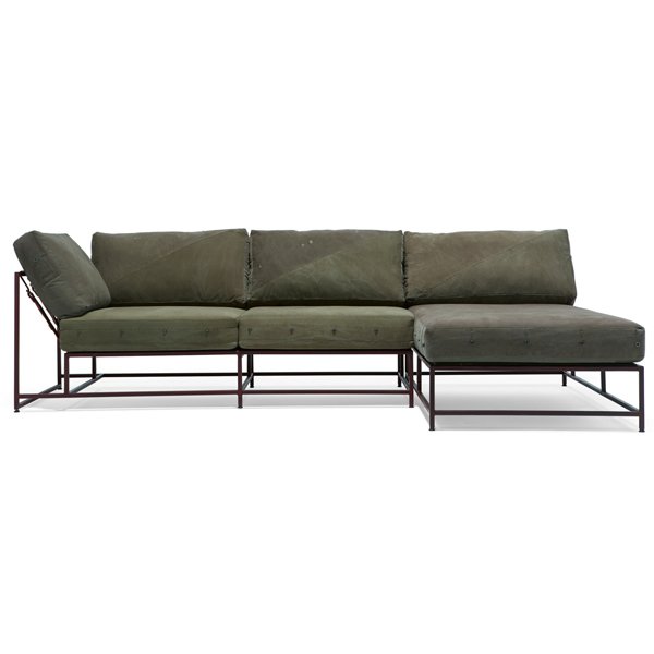Угловой диван Olive Military Fabric Sectional sofa  Оливковый в Липецке | Loft Concept 