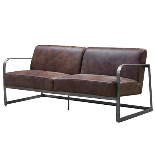 Диван INDIO METAL leather SOFA Коричневый Диван INDIO METAL leather SOFA Коричневый в Липецке | Loft Concept