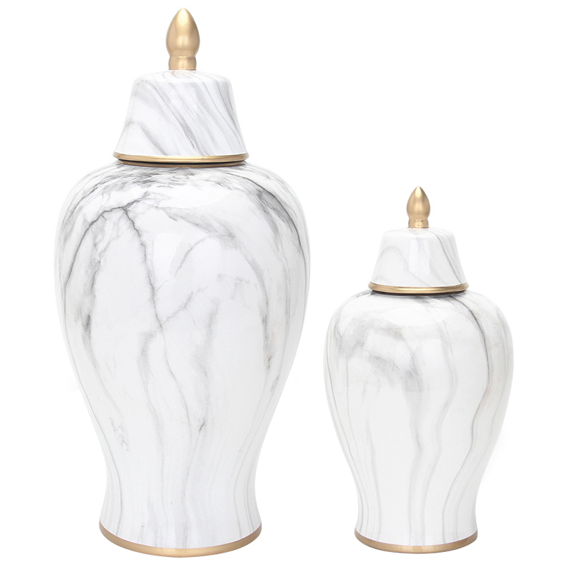 Ваза с крышкой White Marble Gold Vase Белый Мрамор Bianco Белый Серый Золотой Ваза с крышкой White Marble Gold Vase Белый Мрамор Bianco Белый Серый Золотой в Липецке | Loft Concept