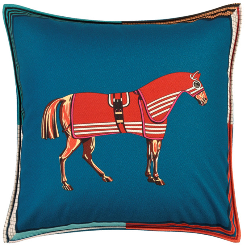 Декоративная подушка Hermes Horse 41 Синий Красный Мульти Декоративная подушка Hermes Horse 41 Синий Красный Мульти в Липецке | Loft Concept