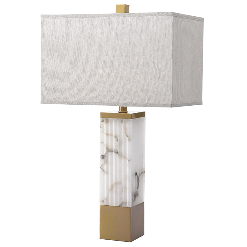 Настольная лампа Blanchefleur Marble Table Lamp Белый Мрамор Bianco Серый Латунь Настольная лампа Blanchefleur Marble Table Lamp Белый Мрамор Bianco Серый Латунь в Липецке | Loft Concept