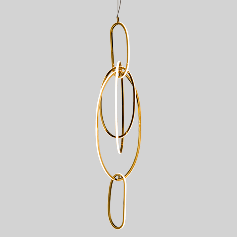Люстра Vertical Gold Oval Rings Chandelier Золотой Люстра Vertical Gold Oval Rings Chandelier Золотой в Липецке | Loft Concept
