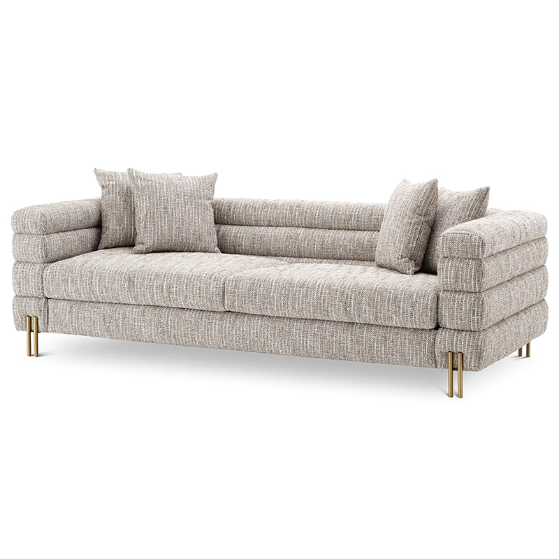 Диван Eichholtz Sofa York Бежево-серый Латунь Бежево-серый Матовая латунь Диван Eichholtz Sofa York Бежево-серый Латунь Бежево-серый Матовая латунь в Липецке | Loft Concept