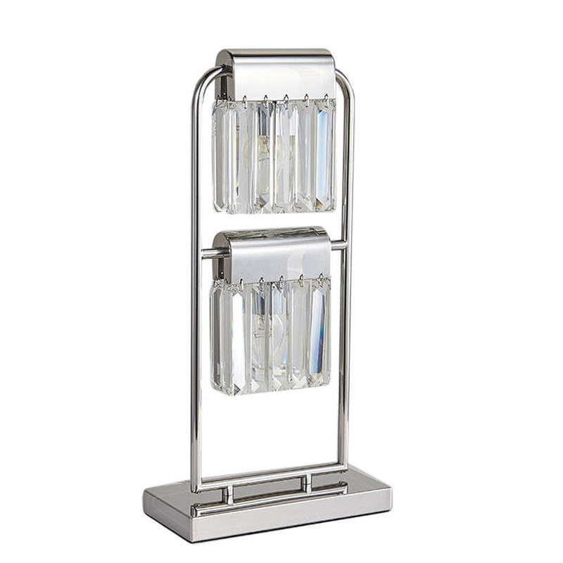 Настольная лампа Crystal Pendants chrome 2 Хром Прозрачное Стекло Настольная лампа Crystal Pendants chrome 2 Хром Прозрачное Стекло в Липецке | Loft Concept