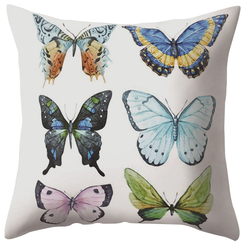 Декоративная подушка Six Butterflies Белый Мульти Декоративная подушка Six Butterflies Белый Мульти в Липецке | Loft Concept