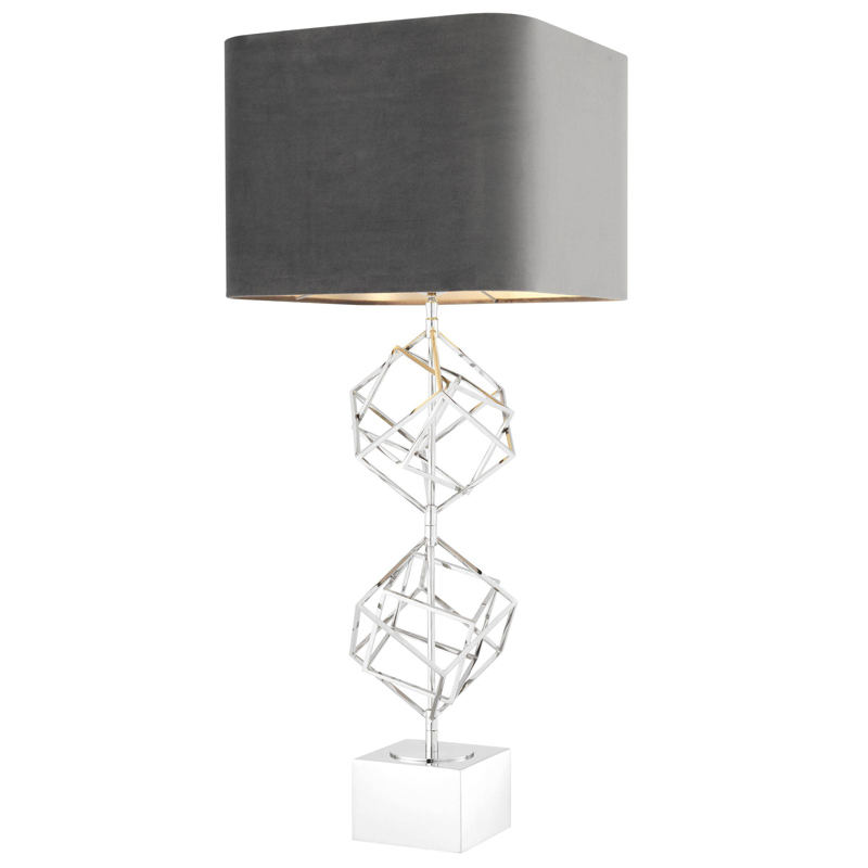 Настольная лампа Eichholtz Table Lamp Matrix Nickel Никель Серый Настольная лампа Eichholtz Table Lamp Matrix Nickel Никель Серый в Липецке | Loft Concept