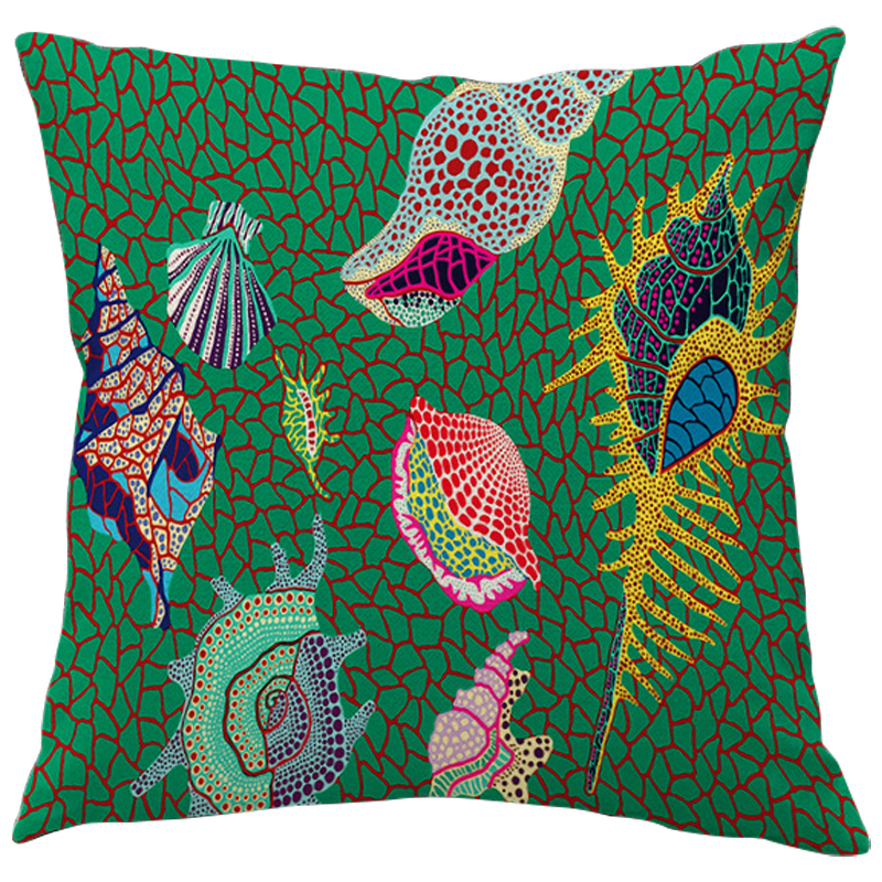 Декоративная подушка Yayoi Kusama Shell Green Зеленый Мульти Декоративная подушка Yayoi Kusama Shell Green Зеленый Мульти в Липецке | Loft Concept