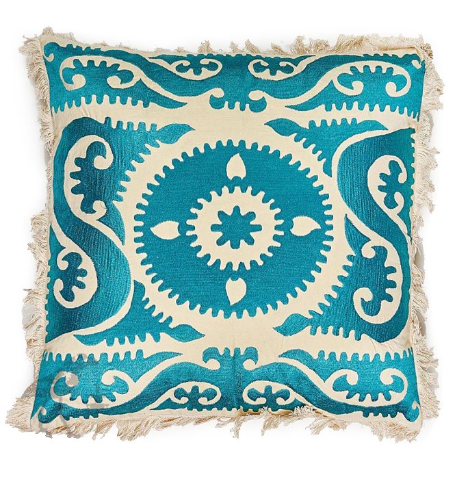 Подушка Turquoise Ornament Бирюзовый Белый Подушка Turquoise Ornament Бирюзовый Белый в Липецке | Loft Concept