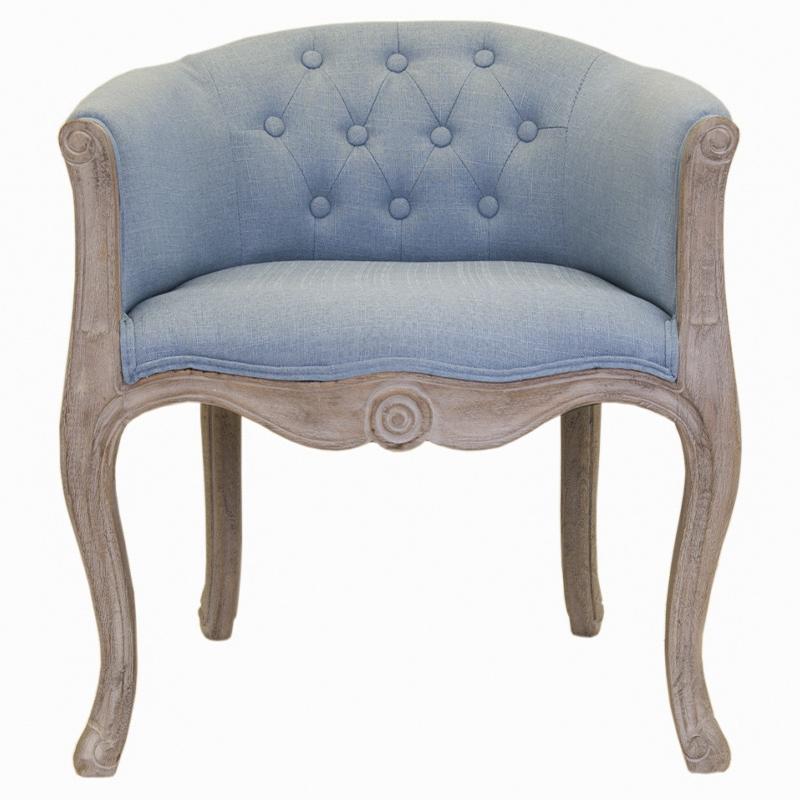 Кресло низкое в стиле прованс Louis French Armchair light blue flax Светло-голубой Бежево-серый Кресло низкое в стиле прованс Louis French Armchair light blue flax Светло-голубой Бежево-серый в Липецке | Loft Concept