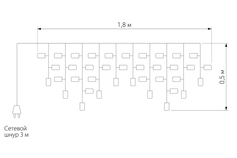 Гирлянда Бахрома с Цветными светодиодами в Липецке