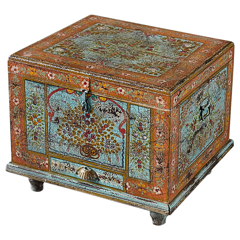 Сундук ручная роспись Harsh Antique Indian Painted Chest Мульти Бирюзовый Оранжевый Сундук ручная роспись Harsh Antique Indian Painted Chest Мульти Бирюзовый Оранжевый в Липецке | Loft Concept