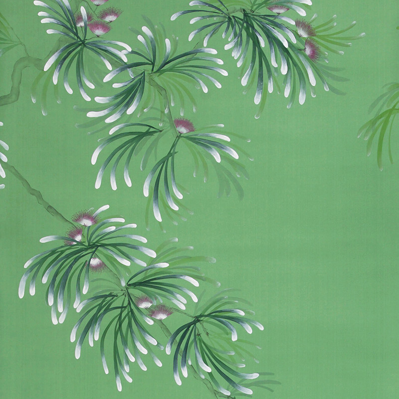 Обои ручная роспись Silk Tree Colourway SC-92 on Emerald Green dyed silk Обои ручная роспись Silk Tree Colourway SC-92 on Emerald Green dyed silk в Липецке | Loft Concept