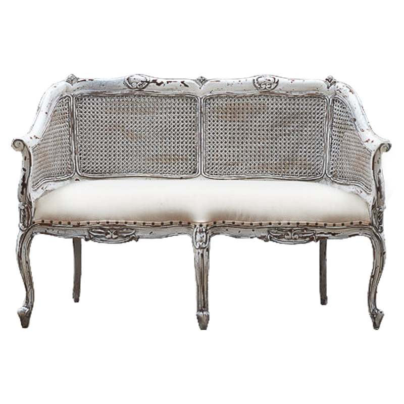 Диван Maria Antoinette Wicker Sofa Бежевый Белый винтажная патина Диван Maria Antoinette Wicker Sofa Бежевый Белый винтажная патина в Липецке | Loft Concept