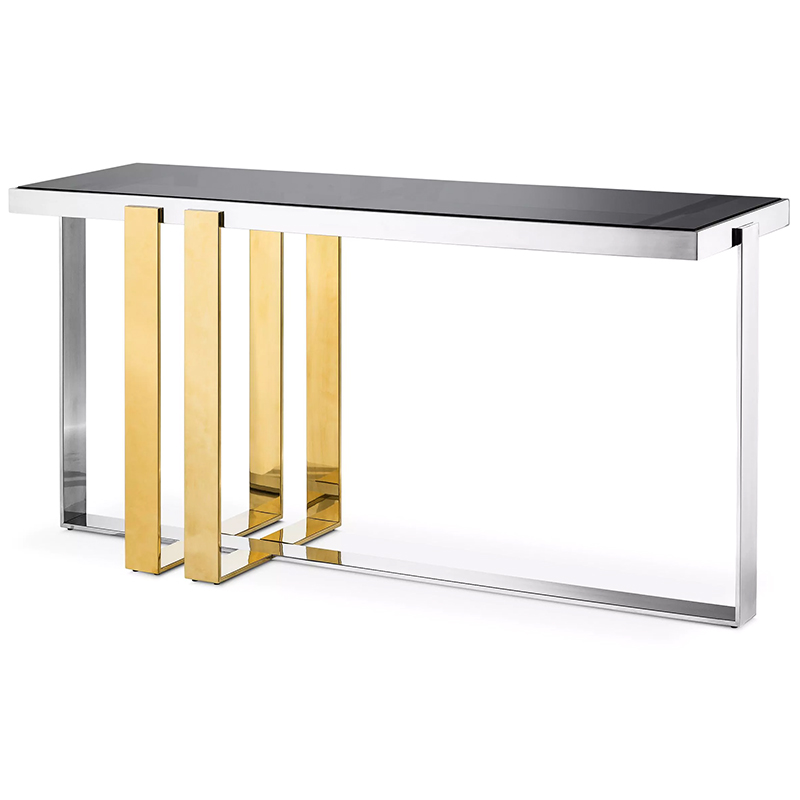 Консоль Eichholtz Console Table Belgo Золотой Серебряный Стекло Смок Консоль Eichholtz Console Table Belgo Золотой Серебряный Стекло Смок в Липецке | Loft Concept