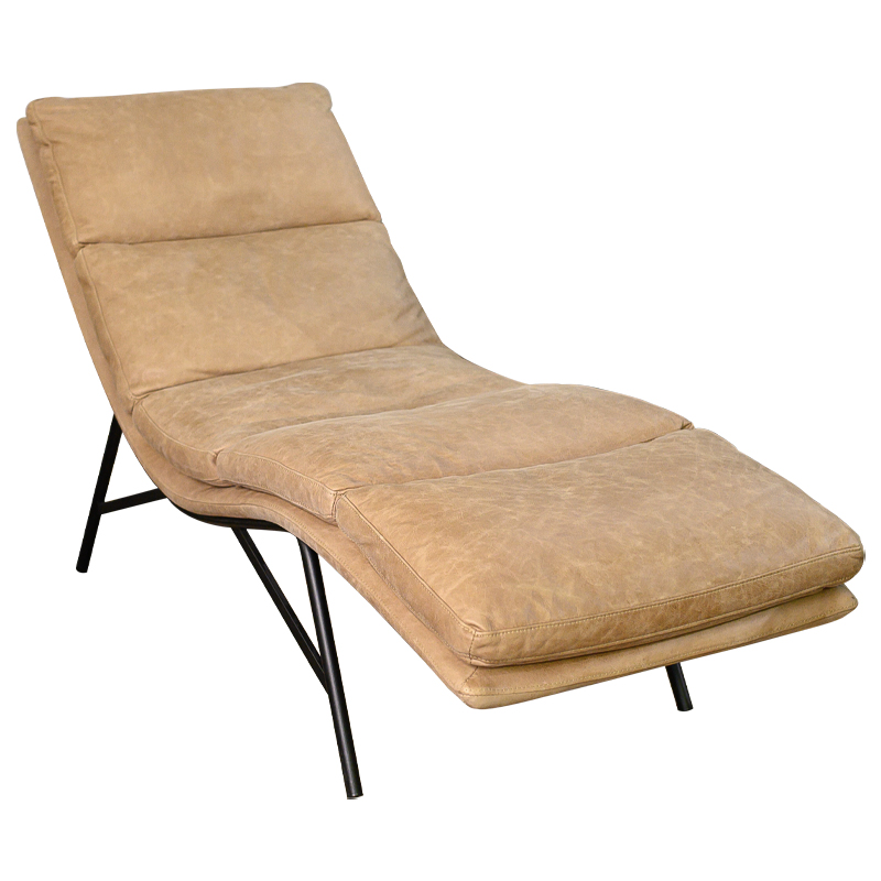 Кушетка Aimeric Leather Chaise Longue Бежевый Черный Кушетка Aimeric Leather Chaise Longue Бежевый Черный в Липецке | Loft Concept