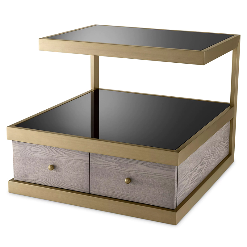 Приставной стол Eichholtz Side Table Kuboa Латунь Черный Gray oak Серый Дуб Приставной стол Eichholtz Side Table Kuboa Латунь Черный Gray oak Серый Дуб в Липецке | Loft Concept