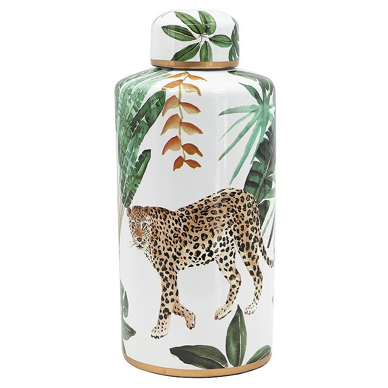 Ваза фарфоровая с ручной росписью Leopard Collection Белый Мульти Ваза фарфоровая с ручной росписью Leopard Collection Белый Мульти в Липецке | Loft Concept