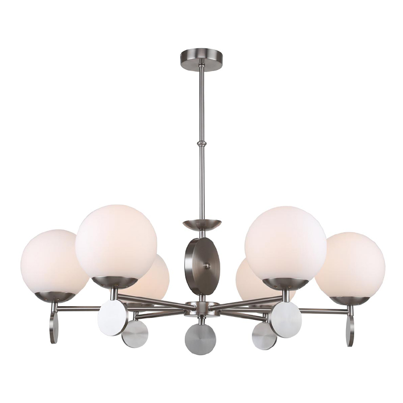 Люстра Kyran Nickel Chandelier 6 Никель Белый Люстра Kyran Nickel Chandelier 6 Никель Белый в Липецке | Loft Concept