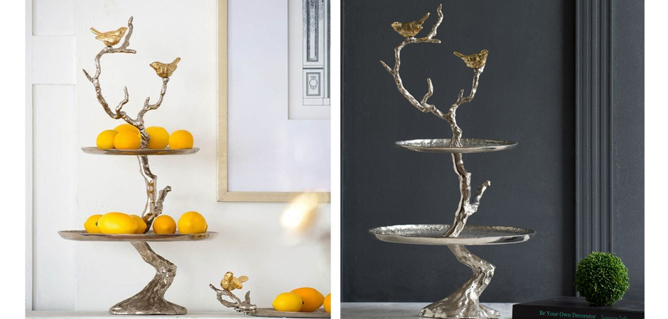 Блюдо двухъярусное Birds on Branches silver Блюдо двухъярусное Birds on Branches silver - Loft-Concept в Липецке