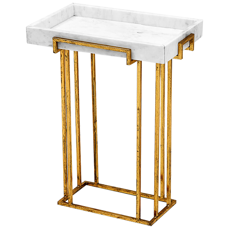 Приставной стол Eos Side Table Белый Винтажное Светлое Золото Приставной стол Eos Side Table Белый Винтажное Светлое Золото в Липецке | Loft Concept