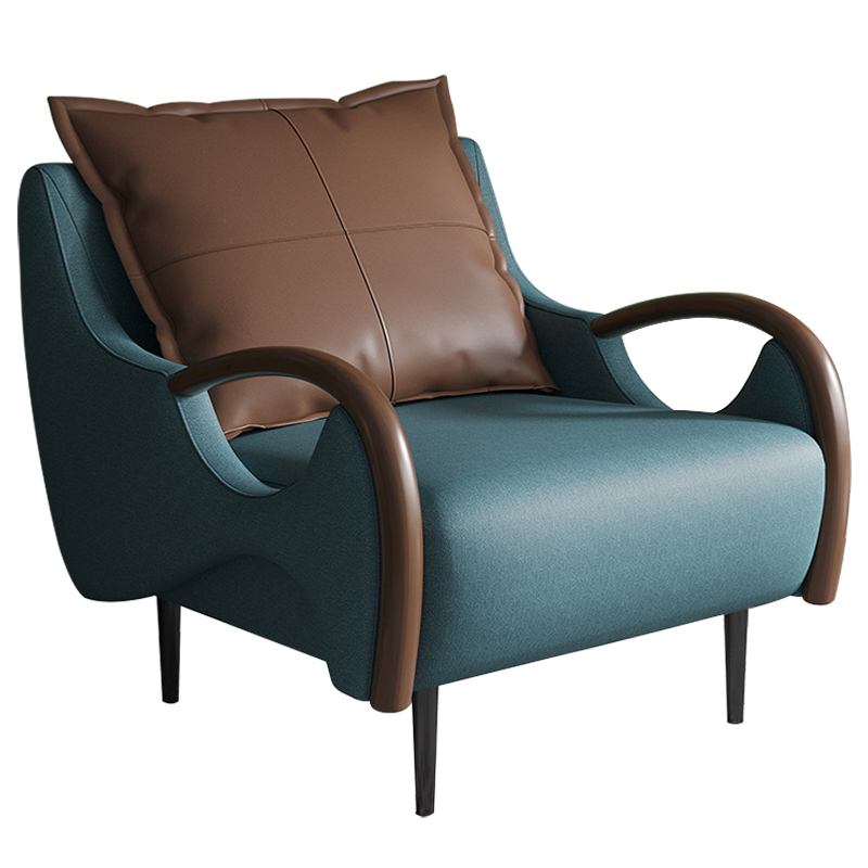 Кресло Oliwier Blue Armchair Синий Коричневый Кресло Oliwier Blue Armchair Синий Коричневый в Липецке | Loft Concept