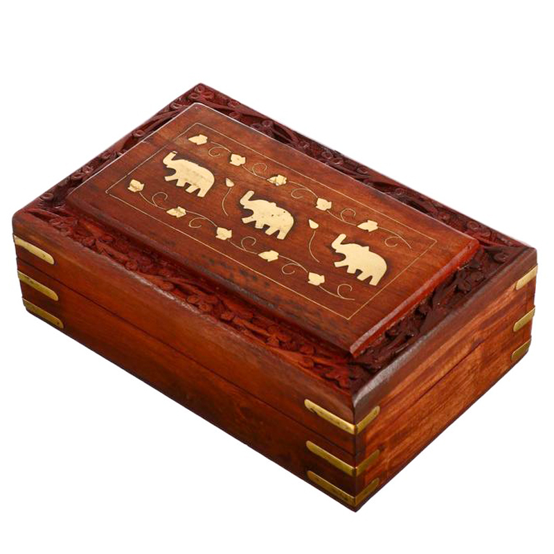 Шкатулка Three Elephants Indian Inlay Box Коричневый Латунь Шкатулка Three Elephants Indian Inlay Box Коричневый Латунь в Липецке | Loft Concept