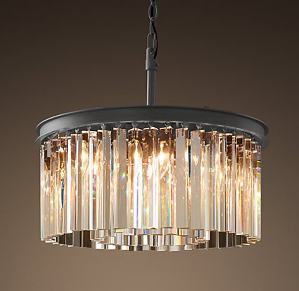 Люстра RH Rhys Clear Glass Prism Round Chandelier 40 Черный Люстра RH Rhys Clear Glass Prism Round Chandelier 40 Черный в Липецке | Loft Concept