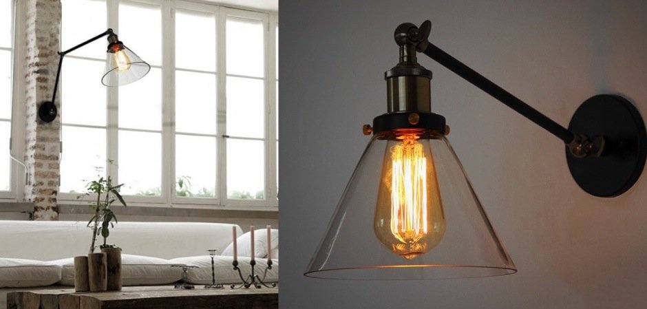 Бра Gloce Cone Shade Loft Industrial Glass Бра Gloce Cone Shade Loft Industrial Glass - Loft-Concept в Липецке