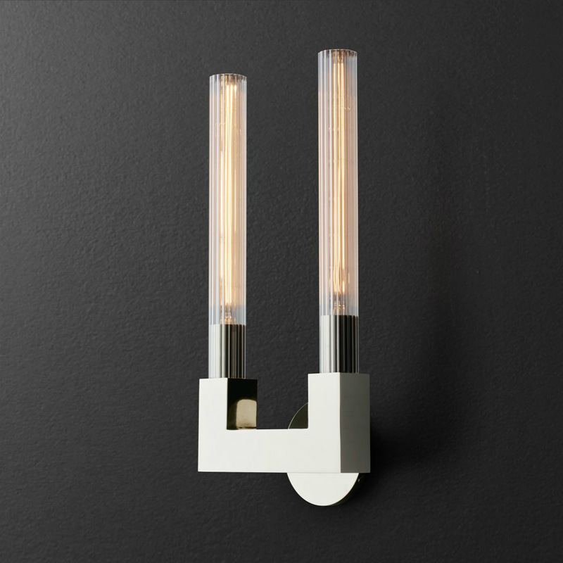 Бра RH CANNELLE wall lamp DOUBLE Sconces Chrome Хром Прозрачное Стекло Бра RH CANNELLE wall lamp DOUBLE Sconces Chrome Хром Прозрачное Стекло в Липецке | Loft Concept