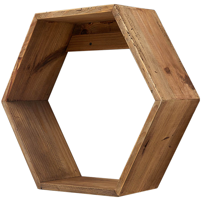 Деревянная полка в виде шестиугольника Wood Honeycomb Shelf Коричневый в Липецке | Loft Concept 
