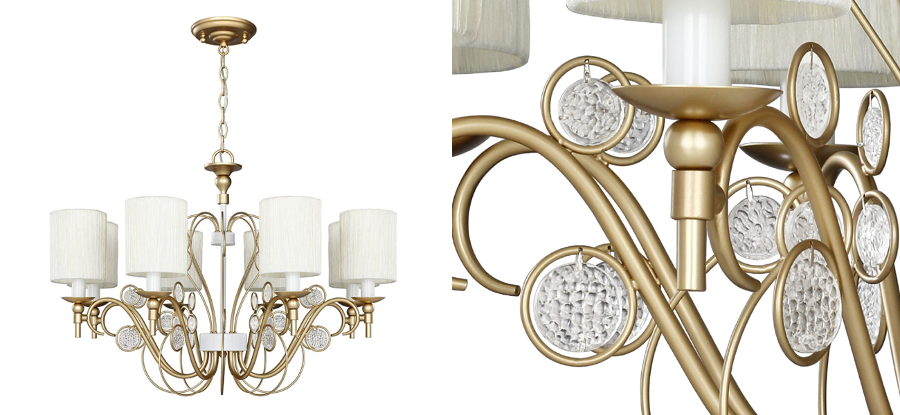 Ажурная люстра с тканевыми плафонами Montpellier D75 см - фото