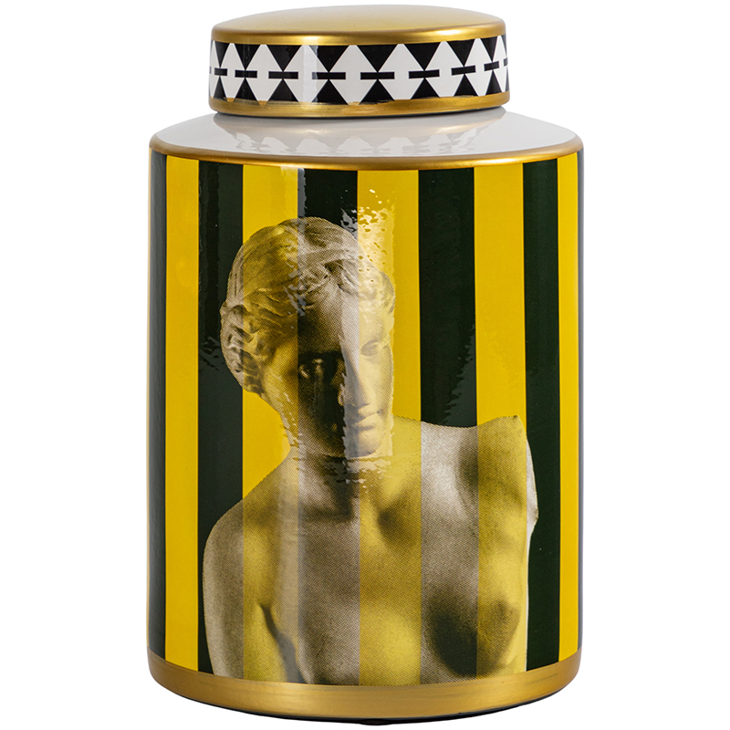 Ваза с крышкой Venus Yellow Black Vase Золотой Желтый Черный Черно-белый Ваза с крышкой Venus Yellow Black Vase Золотой Желтый Черный Черно-белый в Липецке | Loft Concept