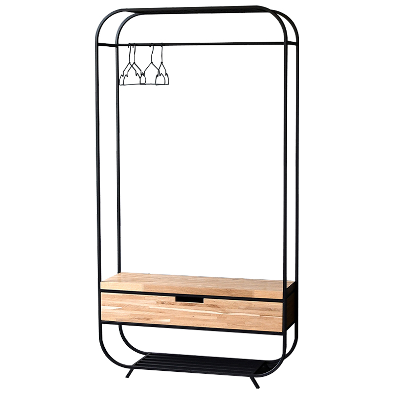 Рейл с выдвижным ящиком Ewing Industrial Metal Rust Clothes Rail Черный Светлый дуб Рейл с выдвижным ящиком Ewing Industrial Metal Rust Clothes Rail Черный Светлый дуб в Липецке | Loft Concept