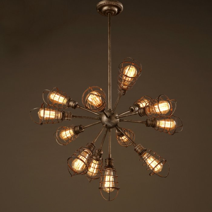 Люстра Loft Industrial Sputnik 13 Retro Коричневый винтаж Люстра Loft Industrial Sputnik 13 Retro Коричневый винтаж в Липецке | Loft Concept