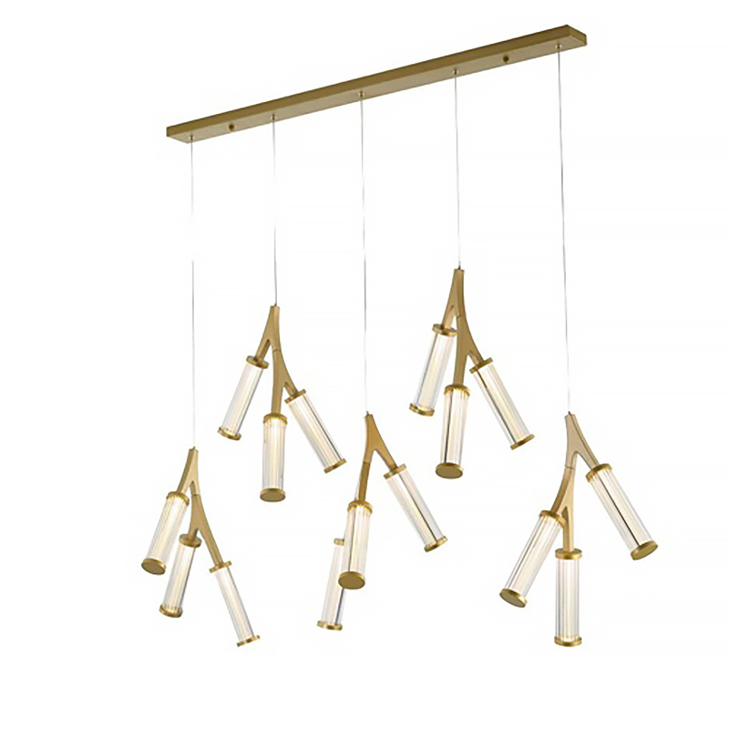 Люстра Cylinder Branches Chandelier Gold 15 Золотой Прозрачный Люстра Cylinder Branches Chandelier Gold 15 Золотой Прозрачный в Липецке | Loft Concept