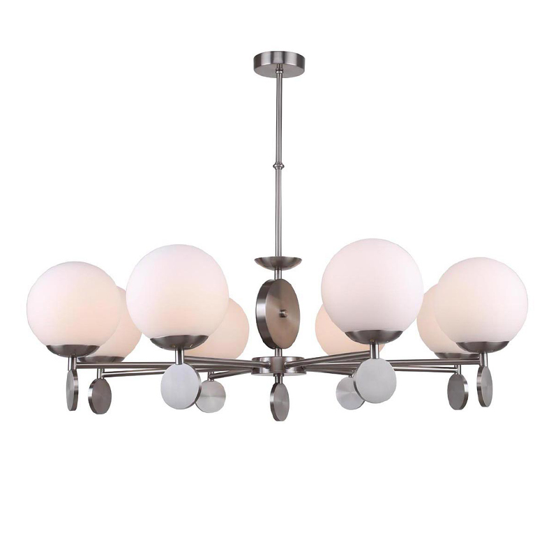 Люстра Kyran Nickel Chandelier 8 Никель Белый Люстра Kyran Nickel Chandelier 8 Никель Белый в Липецке | Loft Concept
