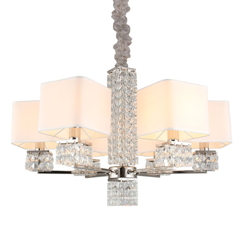Люстра Square Crystal с Абажуром Хром Белый Люстра Square Crystal с Абажуром Хром Белый в Липецке | Loft Concept