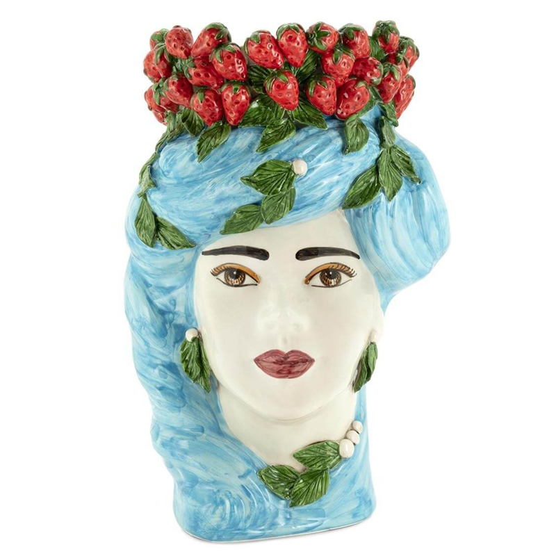 Ваза VASE STRAWBERRIES HEAD LADY BIG Blue Красный Голубой Ваза VASE STRAWBERRIES HEAD LADY BIG Blue Красный Голубой в Липецке | Loft Concept
