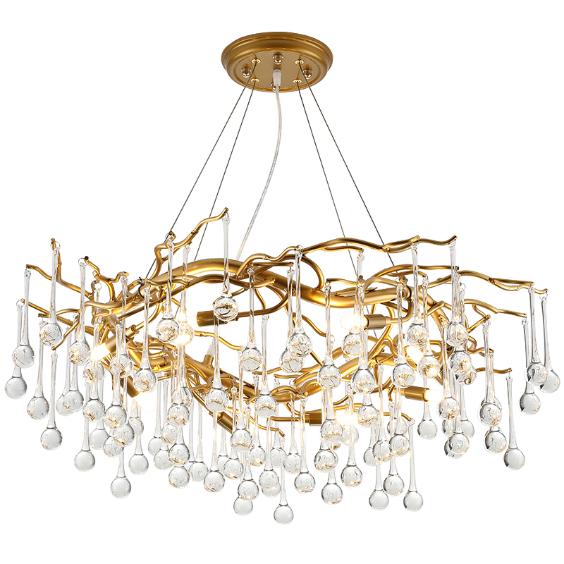 Люстра Droplet Chandelier 80 Золотой Прозрачное Стекло Люстра Droplet Chandelier 80 Золотой Прозрачное Стекло в Липецке | Loft Concept