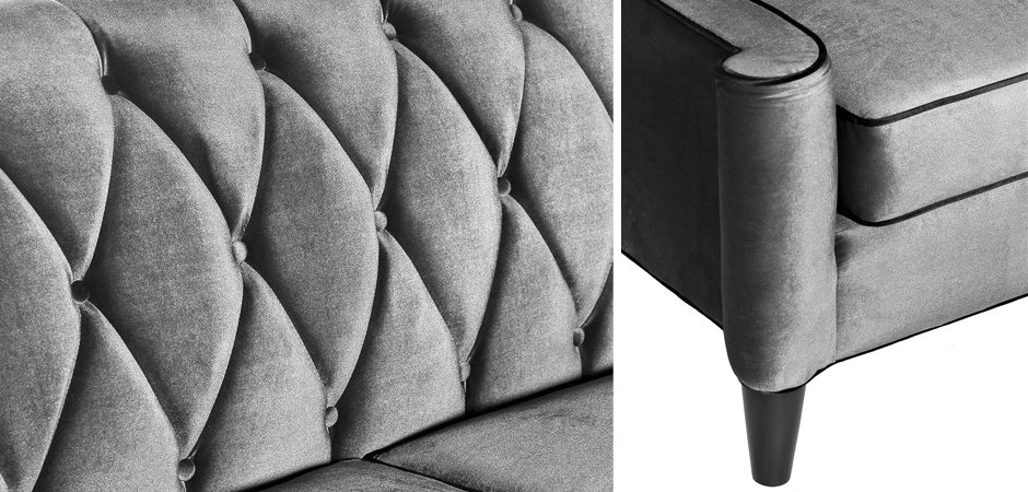 Диван Armen Living Barrister Gray Velvet Диван Armen Living Barrister Gray Velvet - Loft-Concept в Липецке