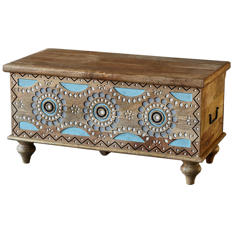 Сундук резной Mitra Carved Wood Chest Голубой Коричневый Белый Сундук резной Mitra Carved Wood Chest Голубой Коричневый Белый в Липецке | Loft Concept