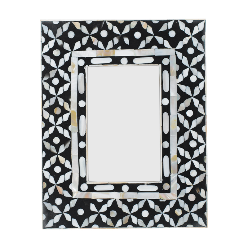 Рама для фото Bone Inlay Pearl Black S Черный Перламутровый Белый Рама для фото Bone Inlay Pearl Black S Черный Перламутровый Белый в Липецке | Loft Concept