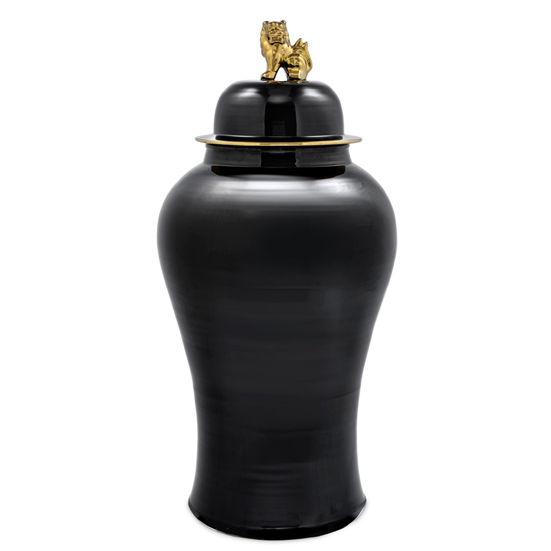 Ваза с крышкой Eichholtz Vase Golden Dragon L Черный Глянцевое золото Ваза с крышкой Eichholtz Vase Golden Dragon L Черный Глянцевое золото в Липецке | Loft Concept