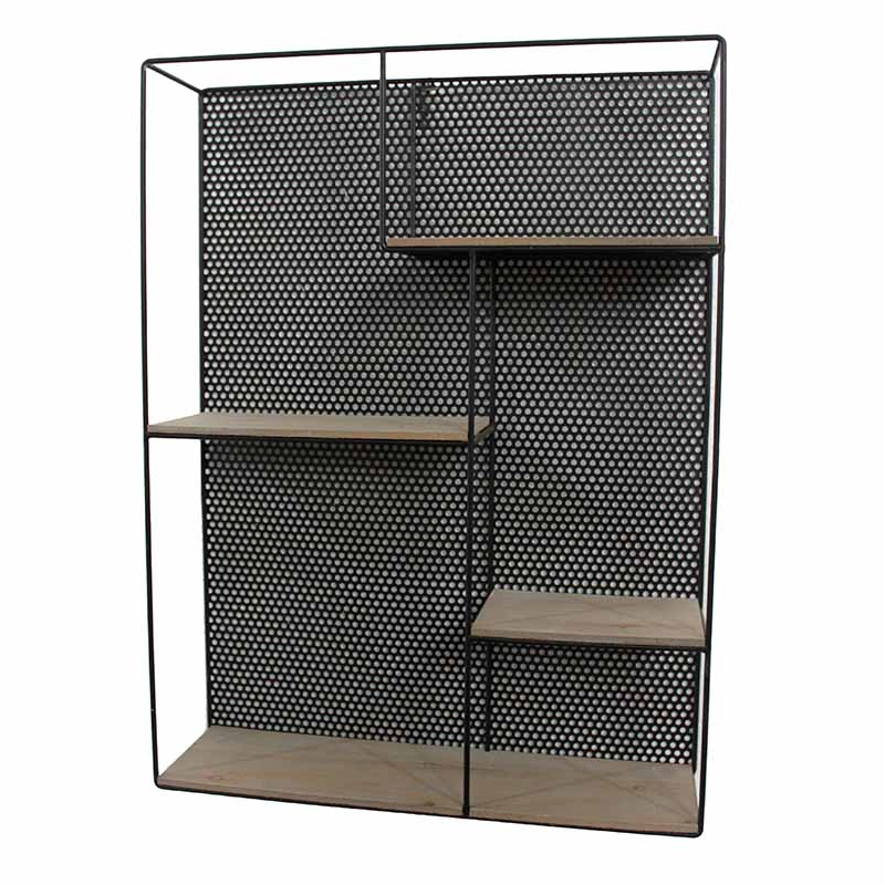 Полка Perforation Loft Rectangle Shelf Бежево-серый Черный Полка Perforation Loft Rectangle Shelf Бежево-серый Черный в Липецке | Loft Concept