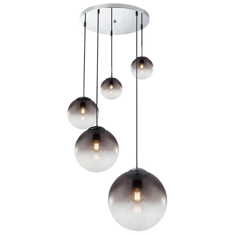 Люстра Ball Sunrise Pendant lamp smok 5 плафона Стекло Смок Хром Люстра Ball Sunrise Pendant lamp smok 5 плафона Стекло Смок Хром в Липецке | Loft Concept