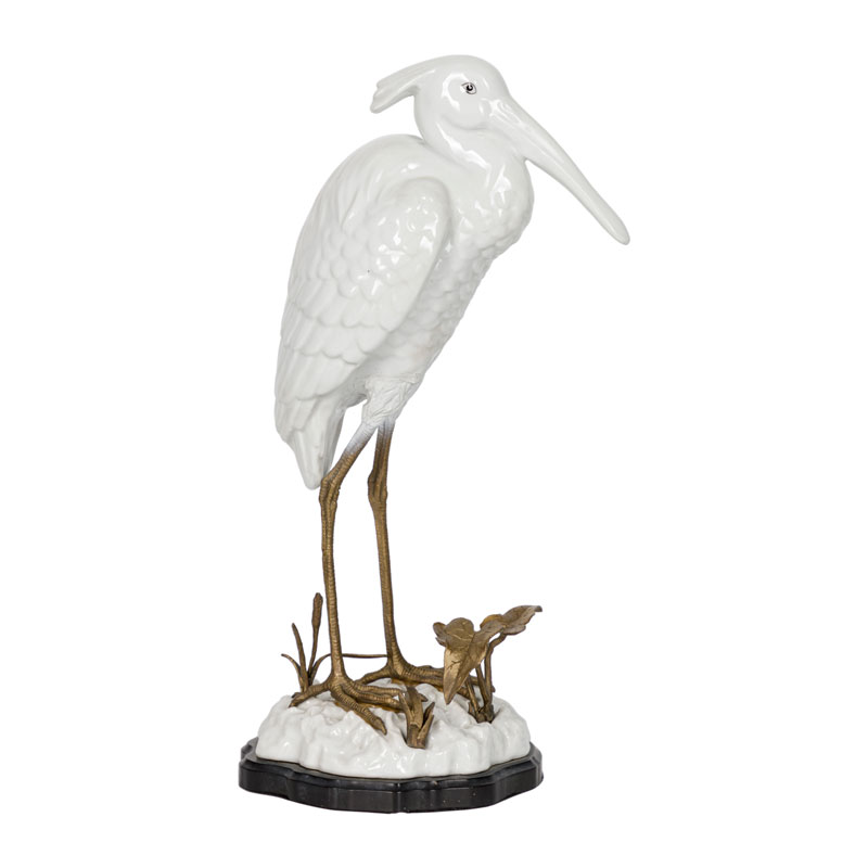 Статуэтка фарфоровая Цапля White heron Белый Бронза Статуэтка фарфоровая Цапля White heron Белый Бронза в Липецке | Loft Concept