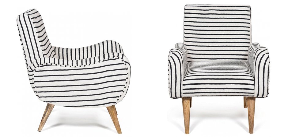Кресло с подлокотниками Black and White Stripes Кресло с подлокотниками Black and White Stripes - Loft-Concept в Липецке