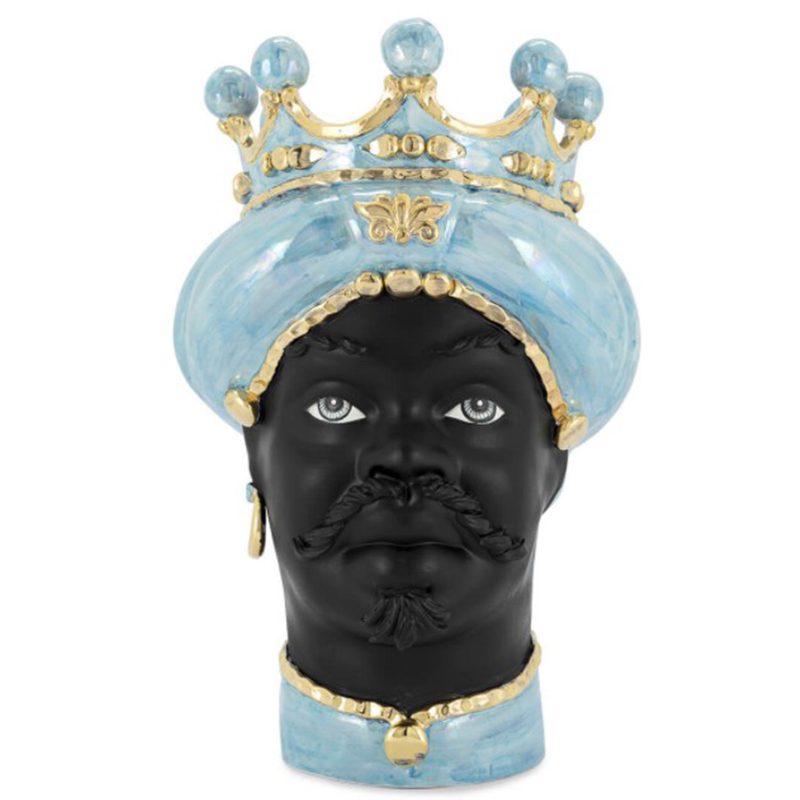 Ваза VASE MORO MAN MED. MOP blue Черный Светло-голубой Золотой Ваза VASE MORO MAN MED. MOP blue Черный Светло-голубой Золотой в Липецке | Loft Concept