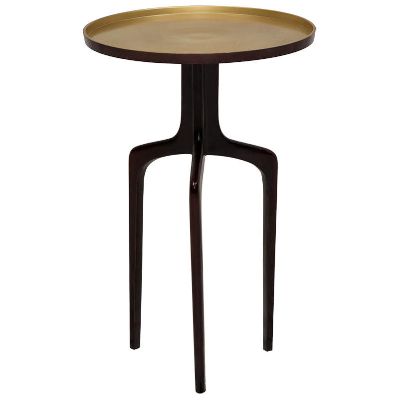 Приставной столик на трёх ножках Jose Tripod Coffee Table Коричневый Золотой Приставной столик на трёх ножках Jose Tripod Coffee Table Коричневый Золотой в Липецке | Loft Concept
