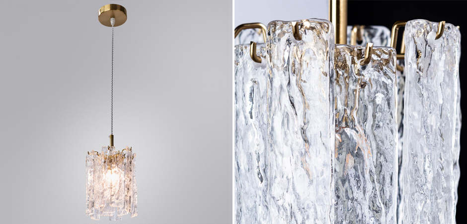 Подвесной светильник Iceberg Glass с Рельефным стеклом Подвесной светильник Iceberg Glass с Рельефным стеклом - Loft-Concept в Липецке
